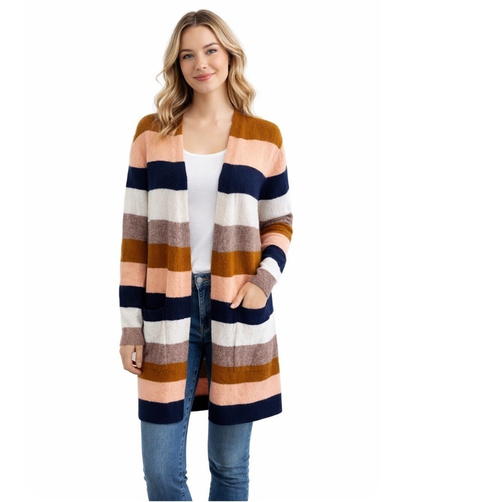 Madewell Kent Cardigan Sweater Womens Medium Cozy‎ Multi Stripe Wool Alpaca Mix